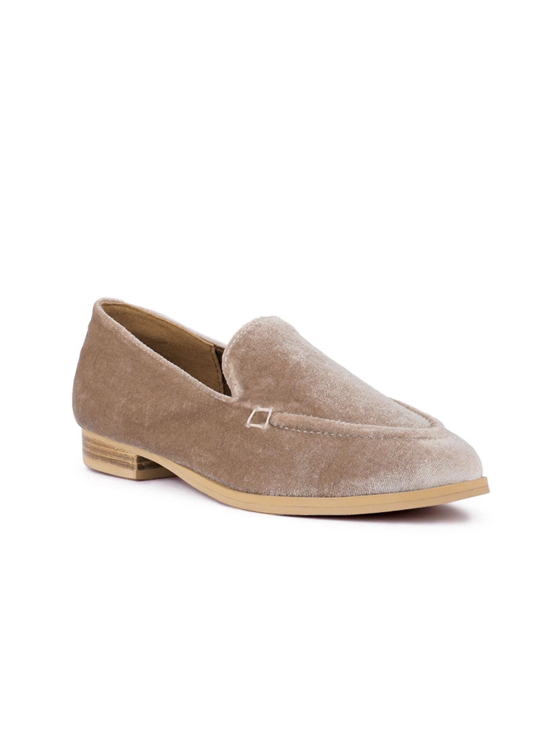 

London Rag Women Beige Textured Velvet Loafers