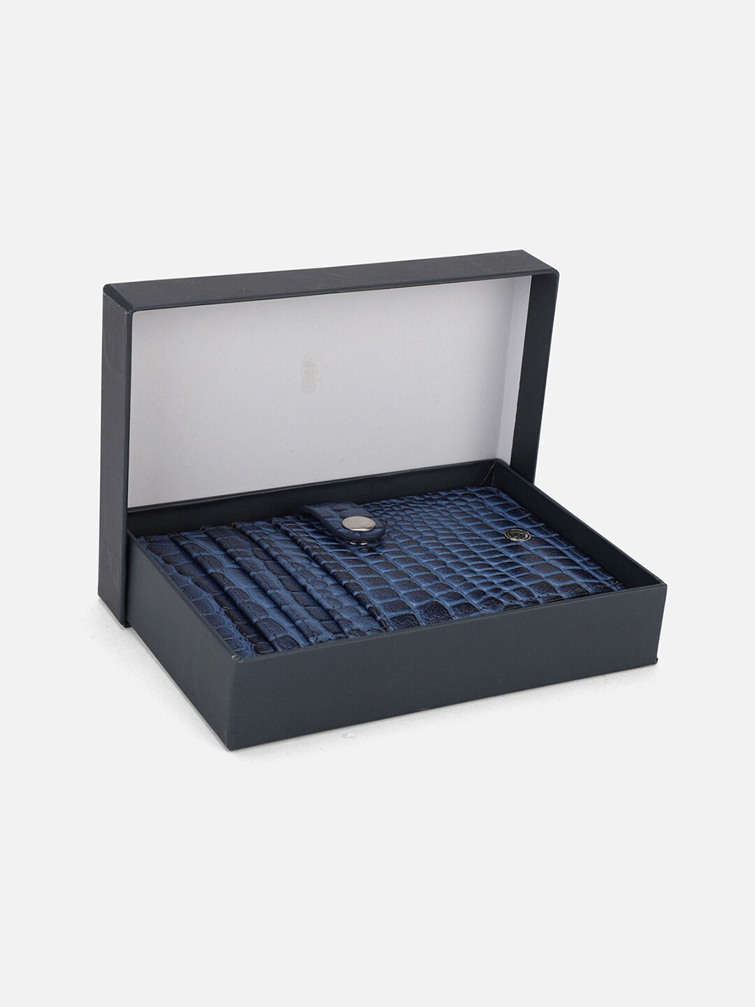 

Allen Solly Men Navy Blue Textured Leather Two Fold Wallet
