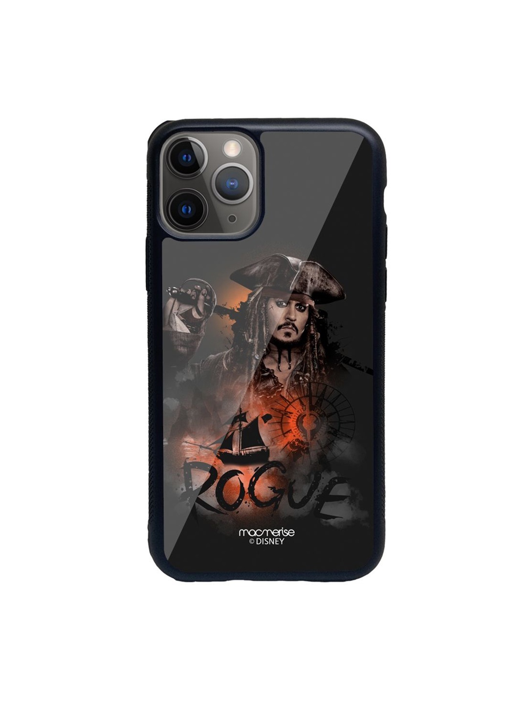 

macmerise Black Rogue Jack Printed Iphone 11 Pro Glass Back Case