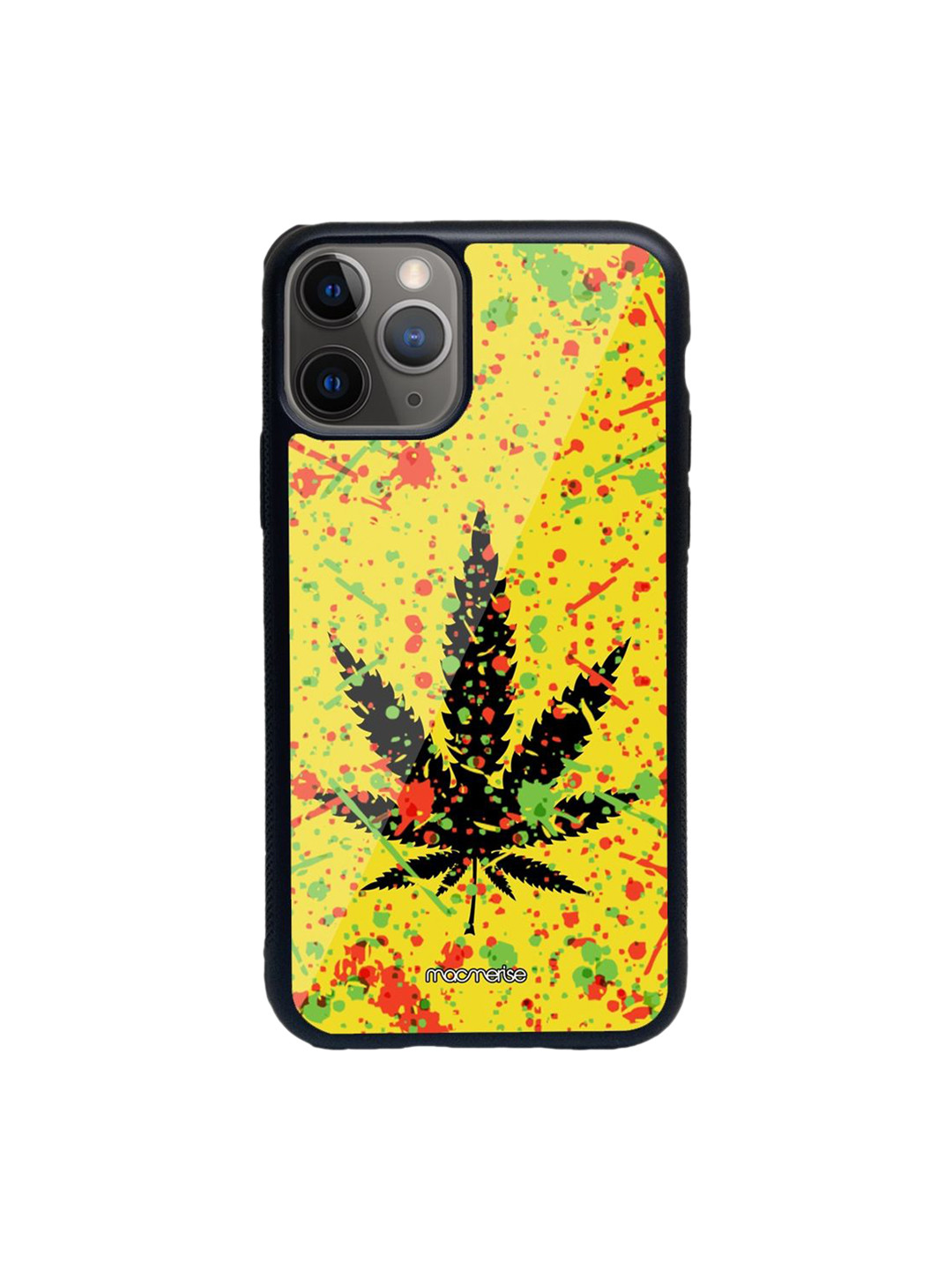 

macmerise Yellow Rasta Splash Printed iPhone 11 Pro Max Glass Back Case