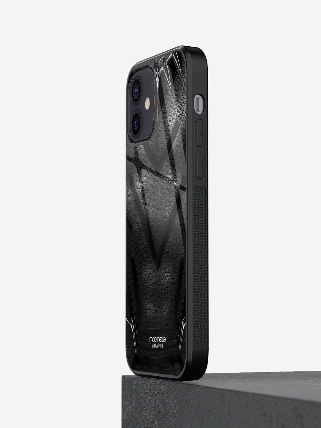 

macmerise Black Printed Suit up Panther Glass Iphone 12 Mini Phone Case