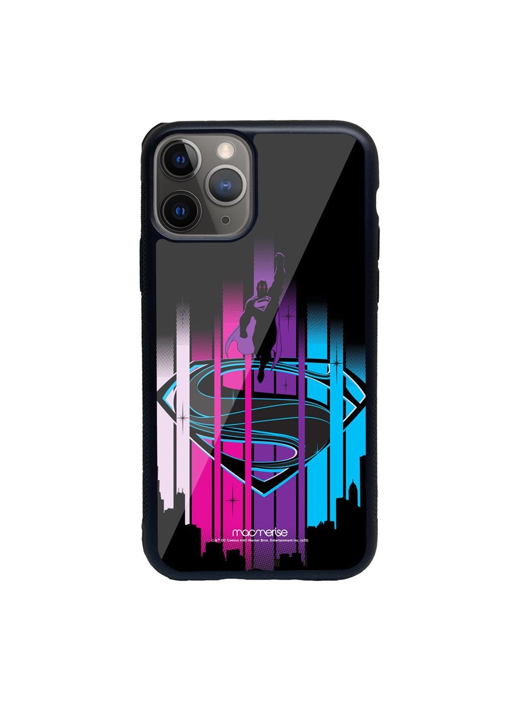 

macmerise Black Printed Glass iPhone 11 Pro Back Case, Multi