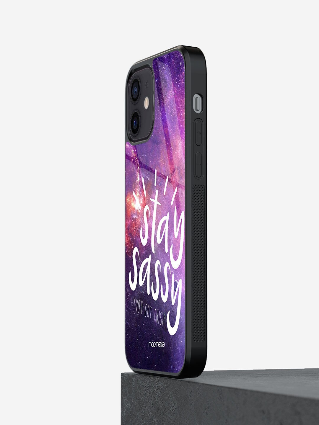 

macmerise Purple & White Stay Sassy Printed iPhone 12 Mini Back Case