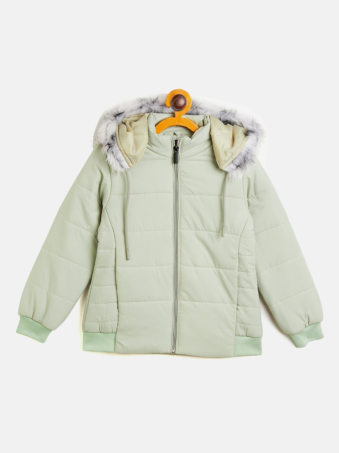 

Camey Girls Sea Green Lightweight Hodded Bomber Jacket