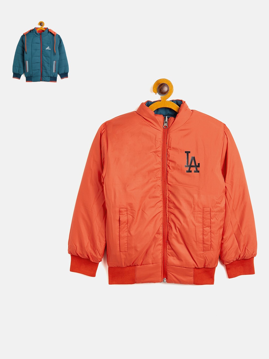 

Camey Boys Teal & Orange Hooded Reversible Bomber