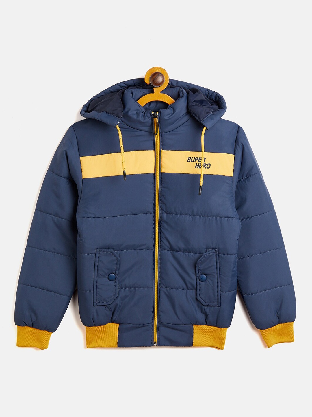 

Camey Boys Navy Blue Colourblocked Lightweight Bomber Jacket
