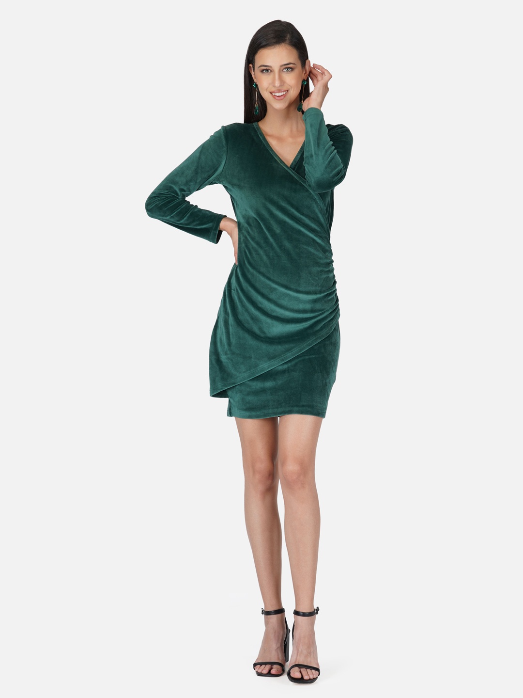 

Tinted Green Velvet Wrap Dress