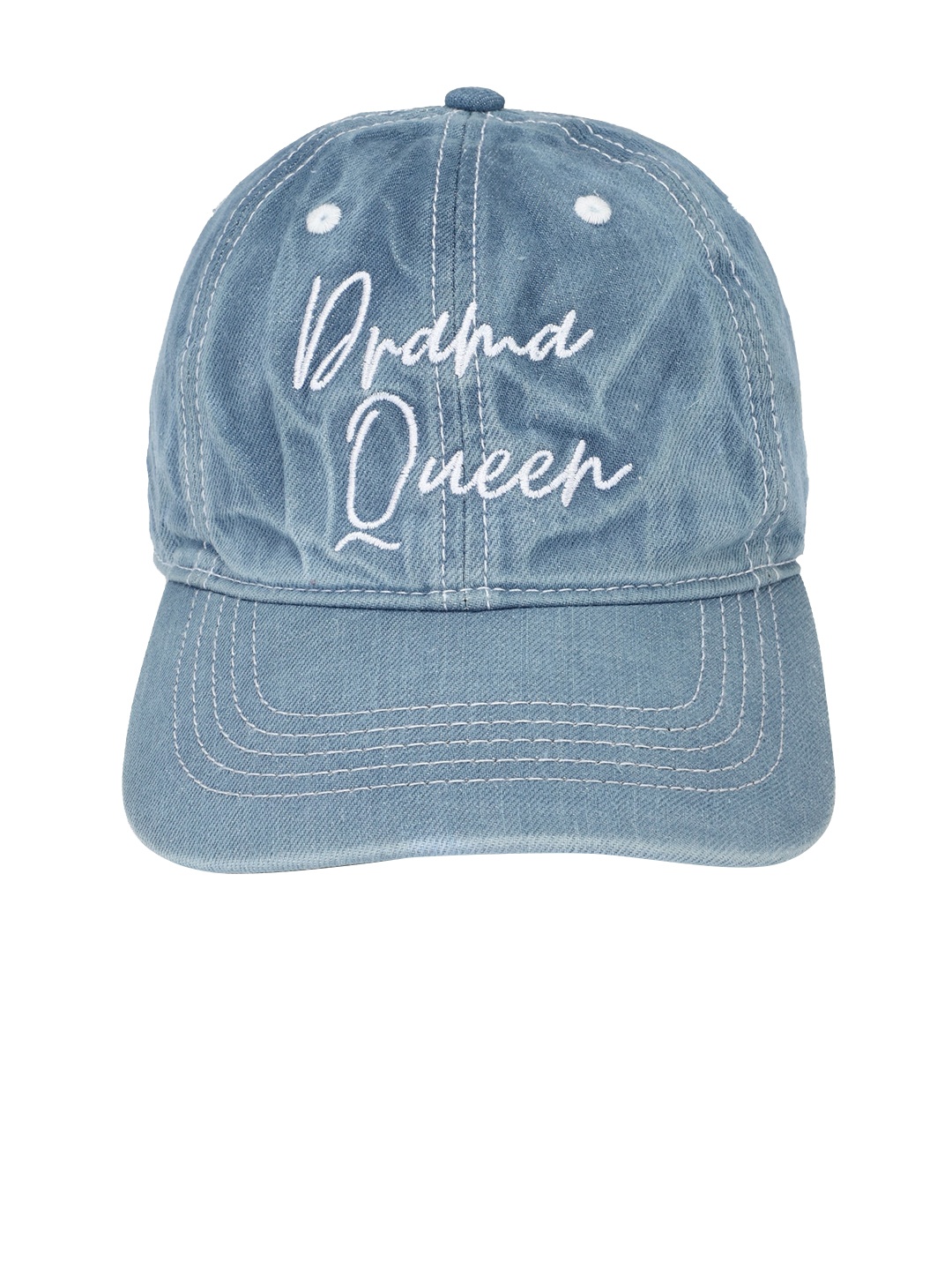 

FOREVER 21 Women Blue & White Embroidered Snapback Cap