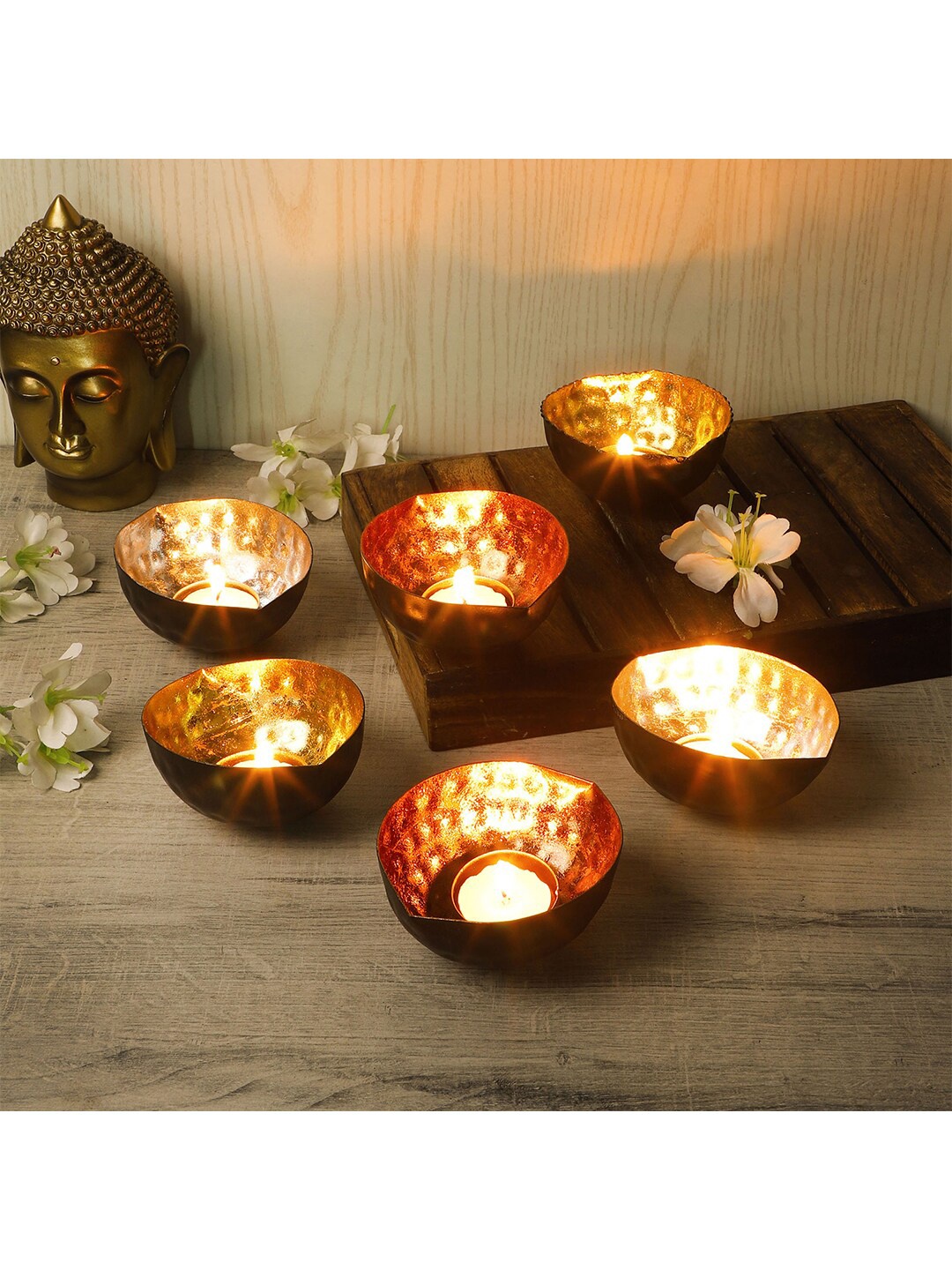 

Amaya Decors Pack of 6 Solid Tea-Light Candle Holder, Black