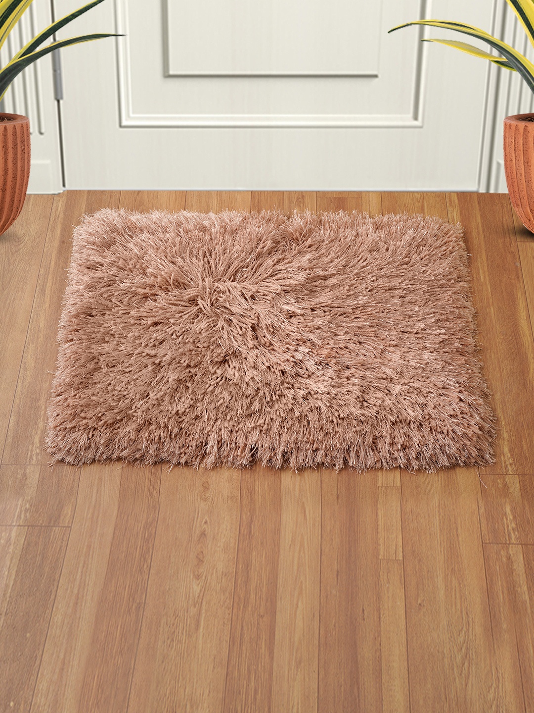 

DREAM WEAVERZ Rose Gold Coloured Solid Anti-Skid Floor Mat
