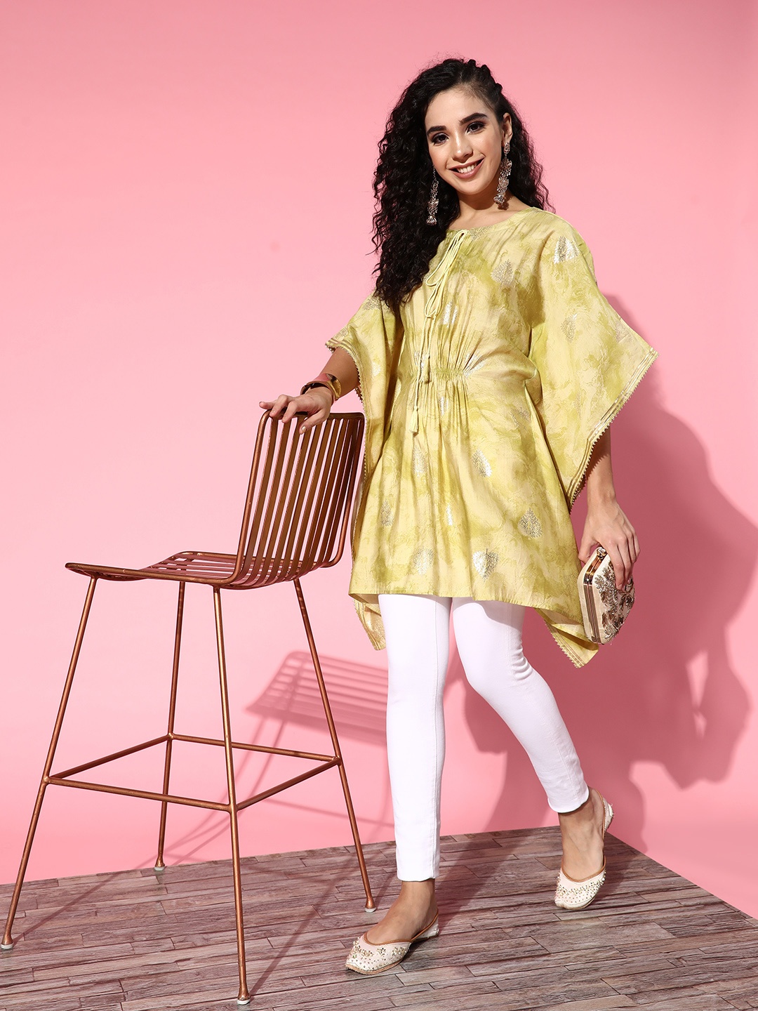 

ZOLA Women Olive Viscose Rayon Fluid Tie-Up Kurta
