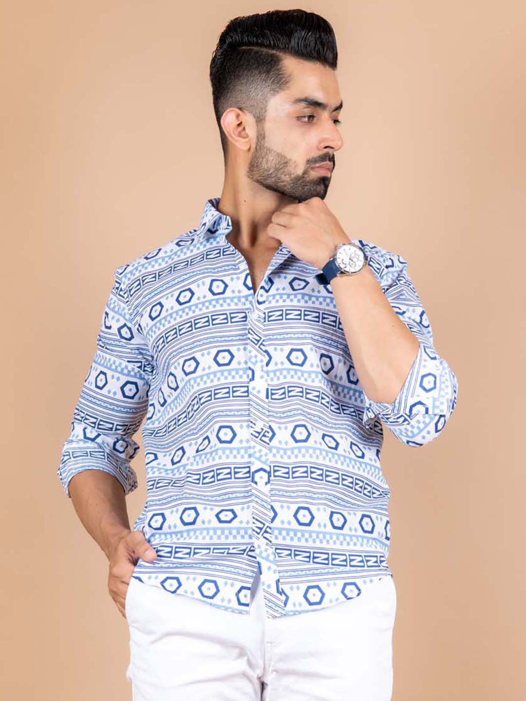 

Tistabene Men White Comfort Printed Casual Shirt