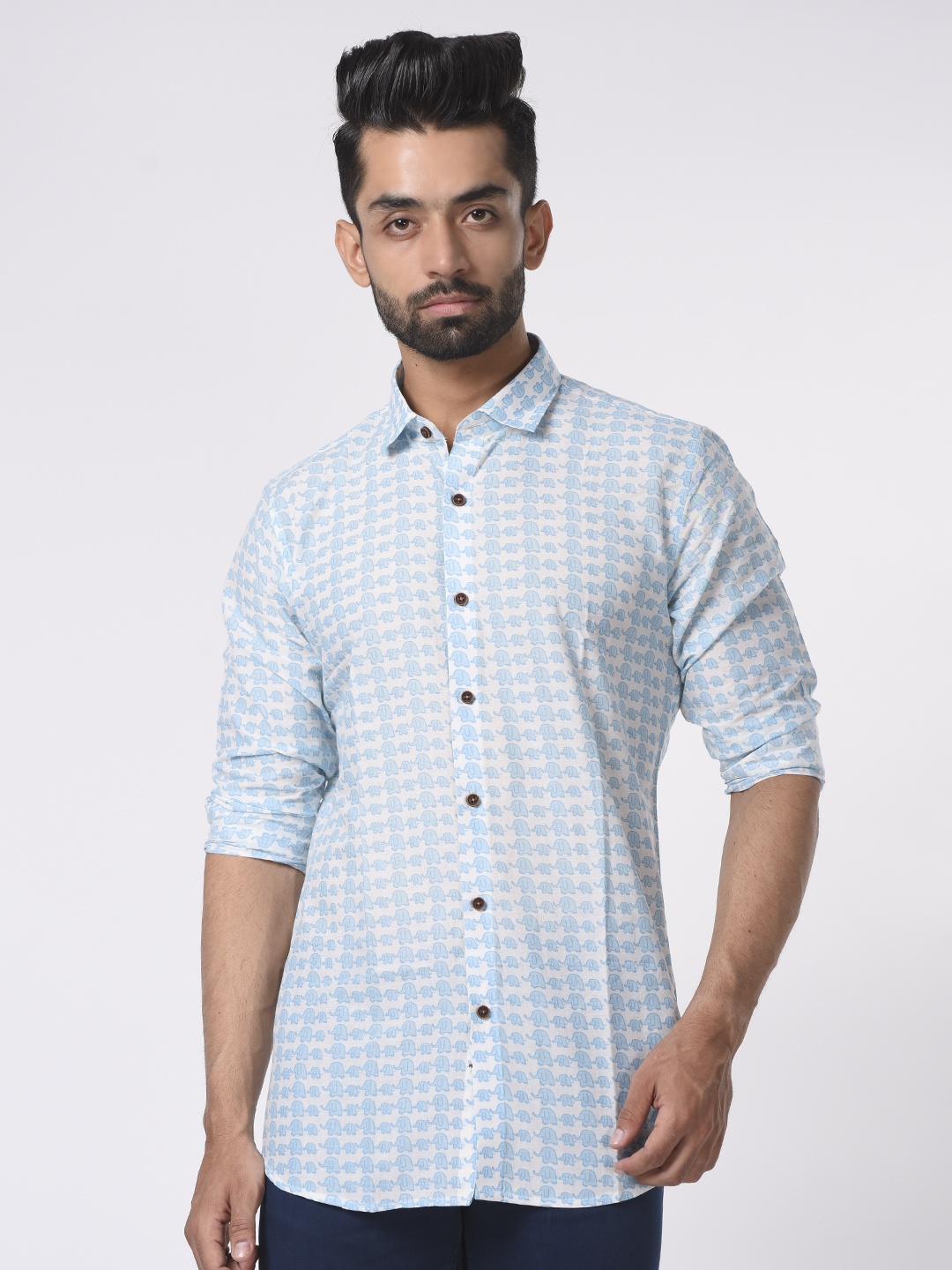 

Tistabene Men Blue Comfort Slim Fit Checked Cotton Casual Shirt