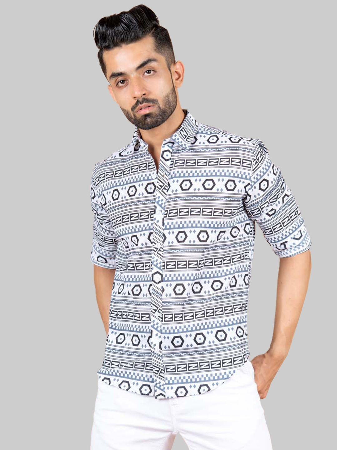 

Tistabene Men White Comfort Printed Casual Shirt