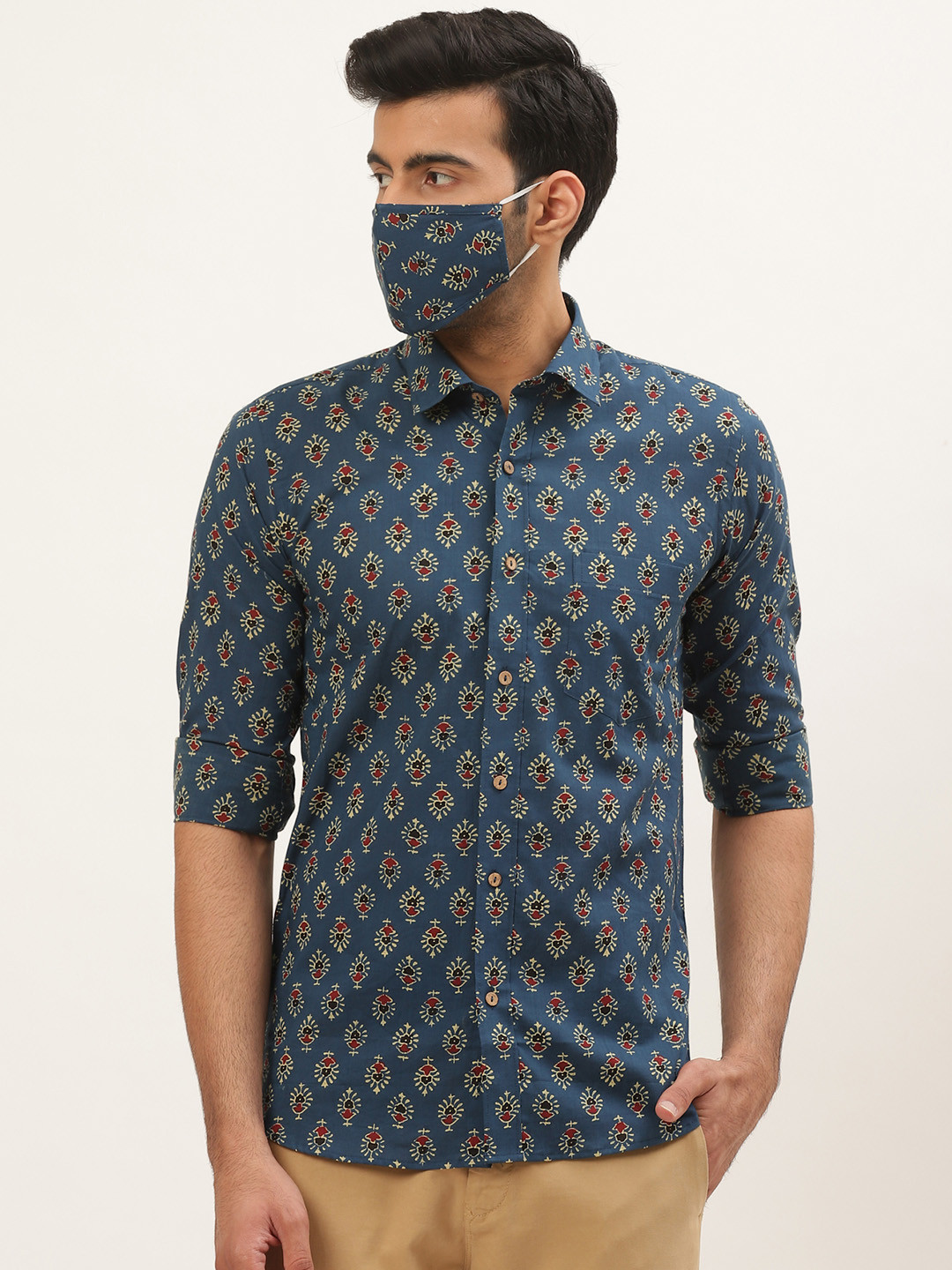

Tistabene Men Blue Comfort Floral Printed Casual Shirt