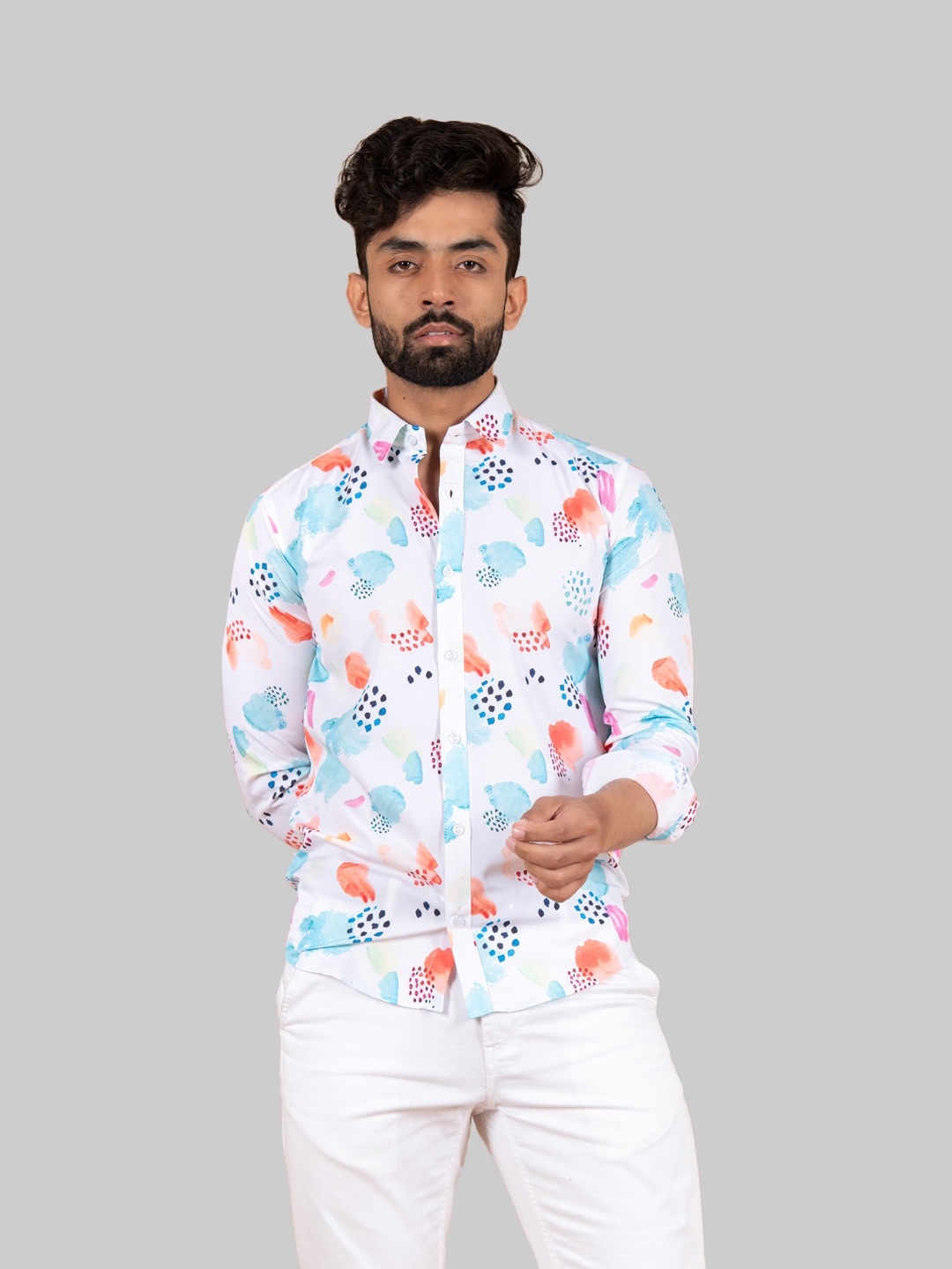 

Tistabene Men White Comfort Printed Casual Shirt