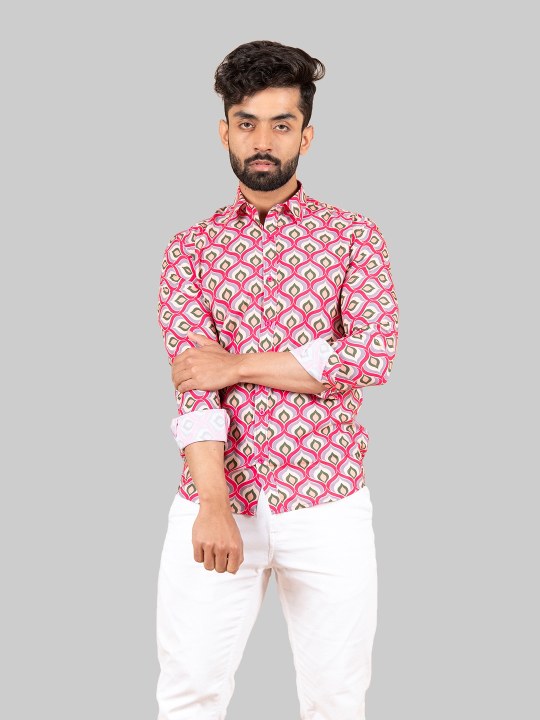 

Tistabene Men Pink Comfort Printed Casual Shirt