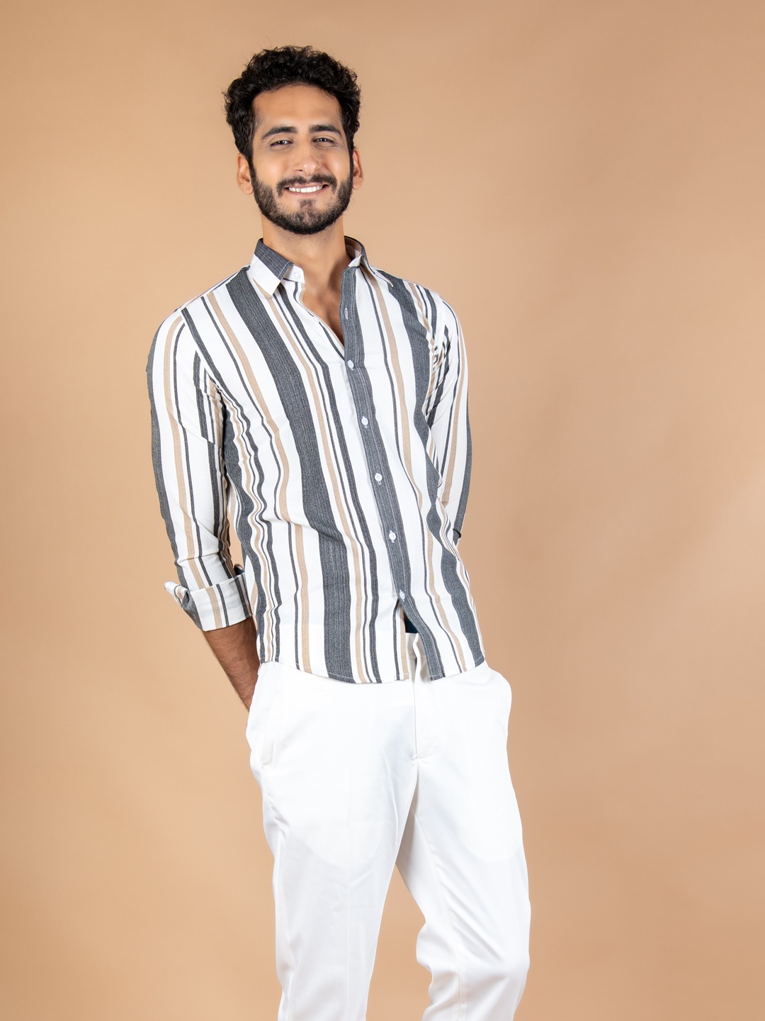 

Tistabene Men White Comfort Striped Casual Shirt