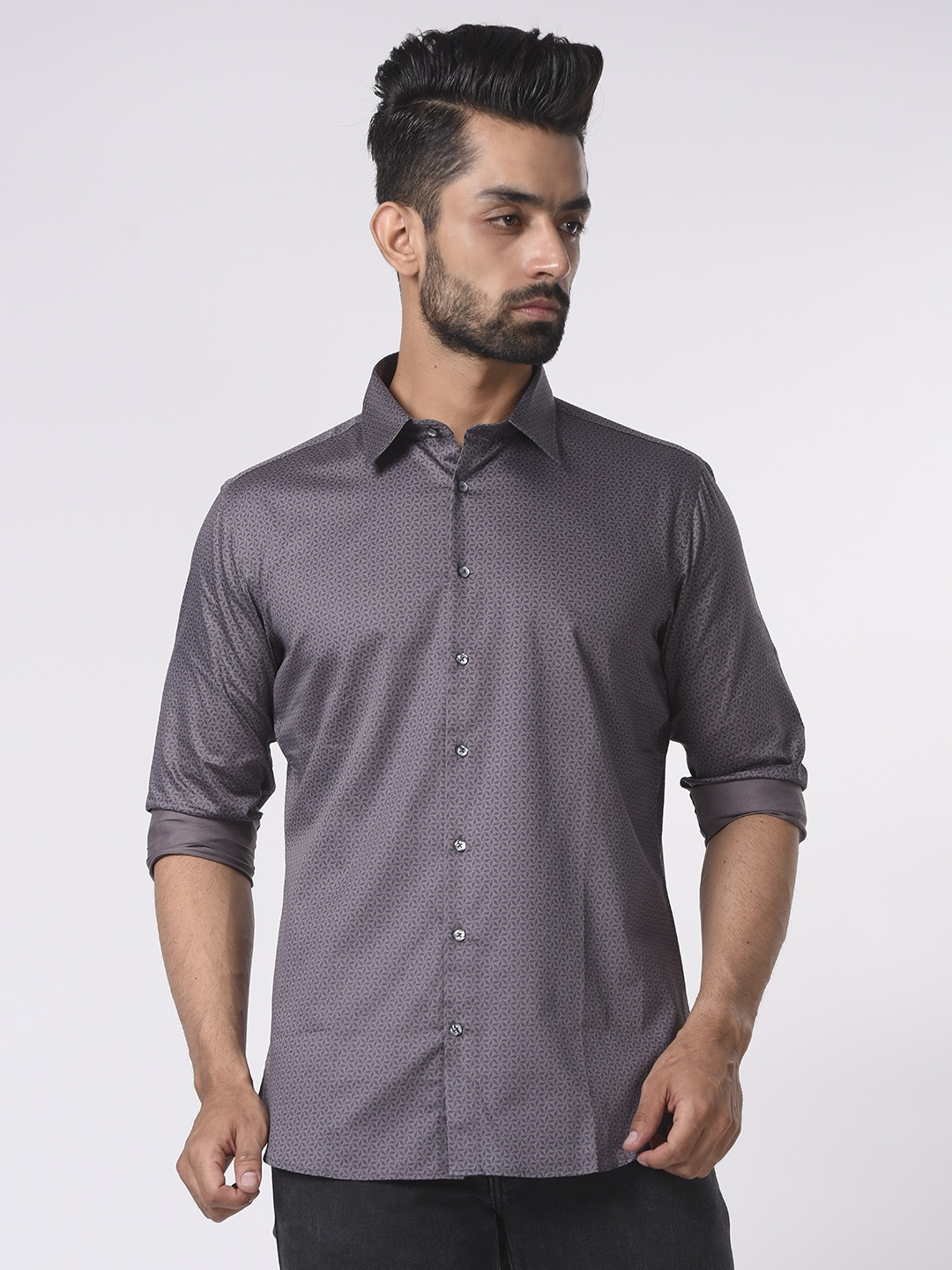 

Tistabene Men Grey Printed Comfort Casual Shirt