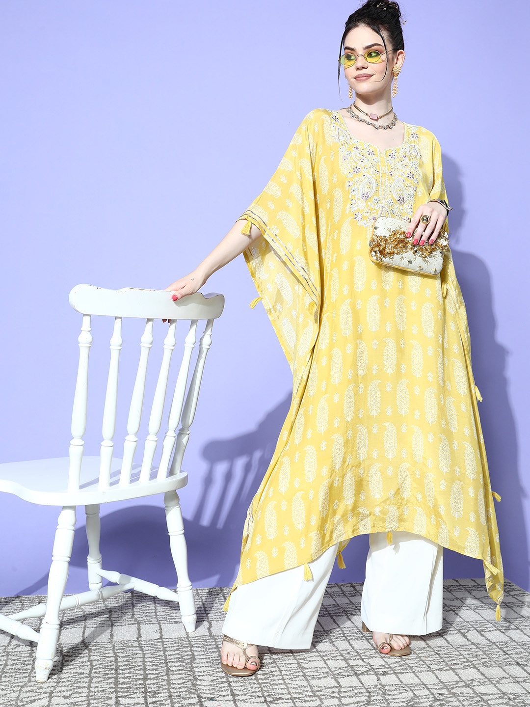 

ZOLA Women Yellow Modal Print Parade Kurta