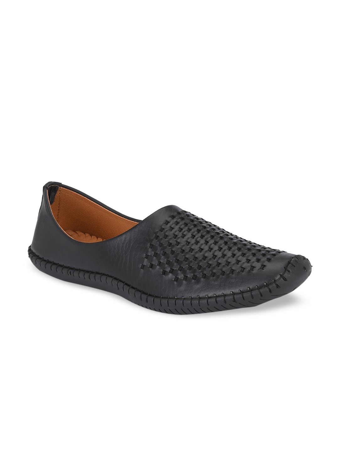 

Azzaro Black Men Black Woven Design Loafers