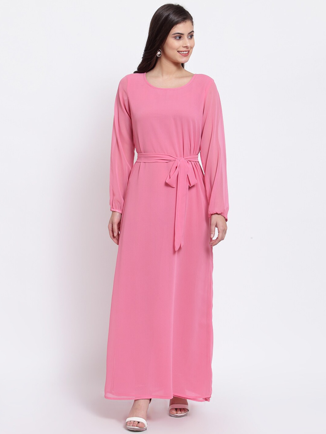 

Just Wow Pink Crepe Maxi Dress