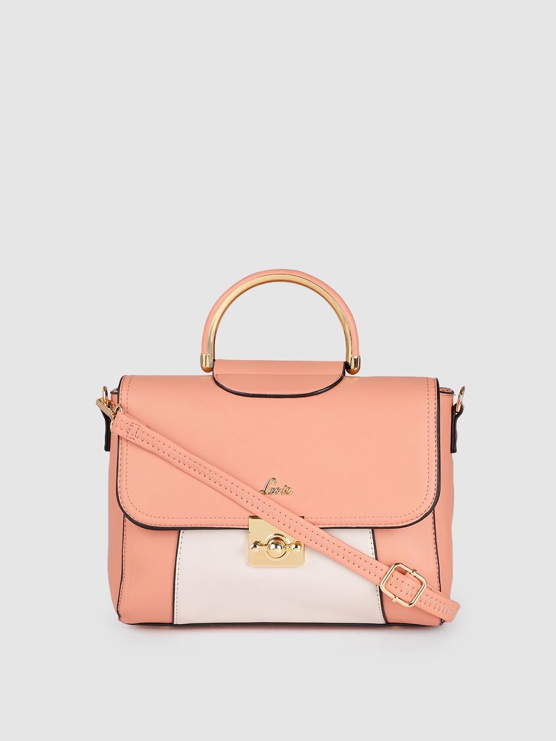 

Lavie Pink & White Colourblocked Handheld Bag