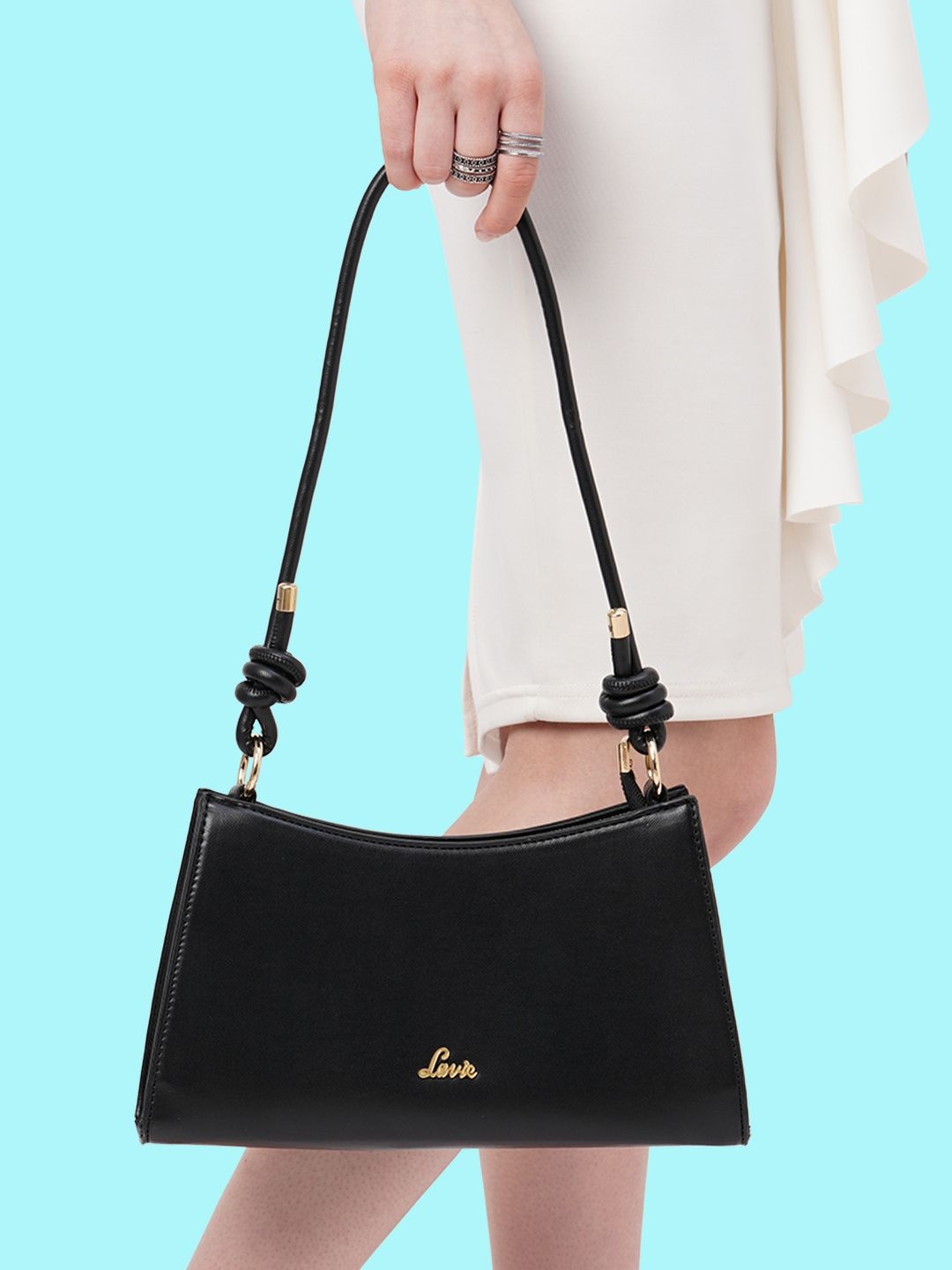 

Lavie Black Solid Hobo Bag