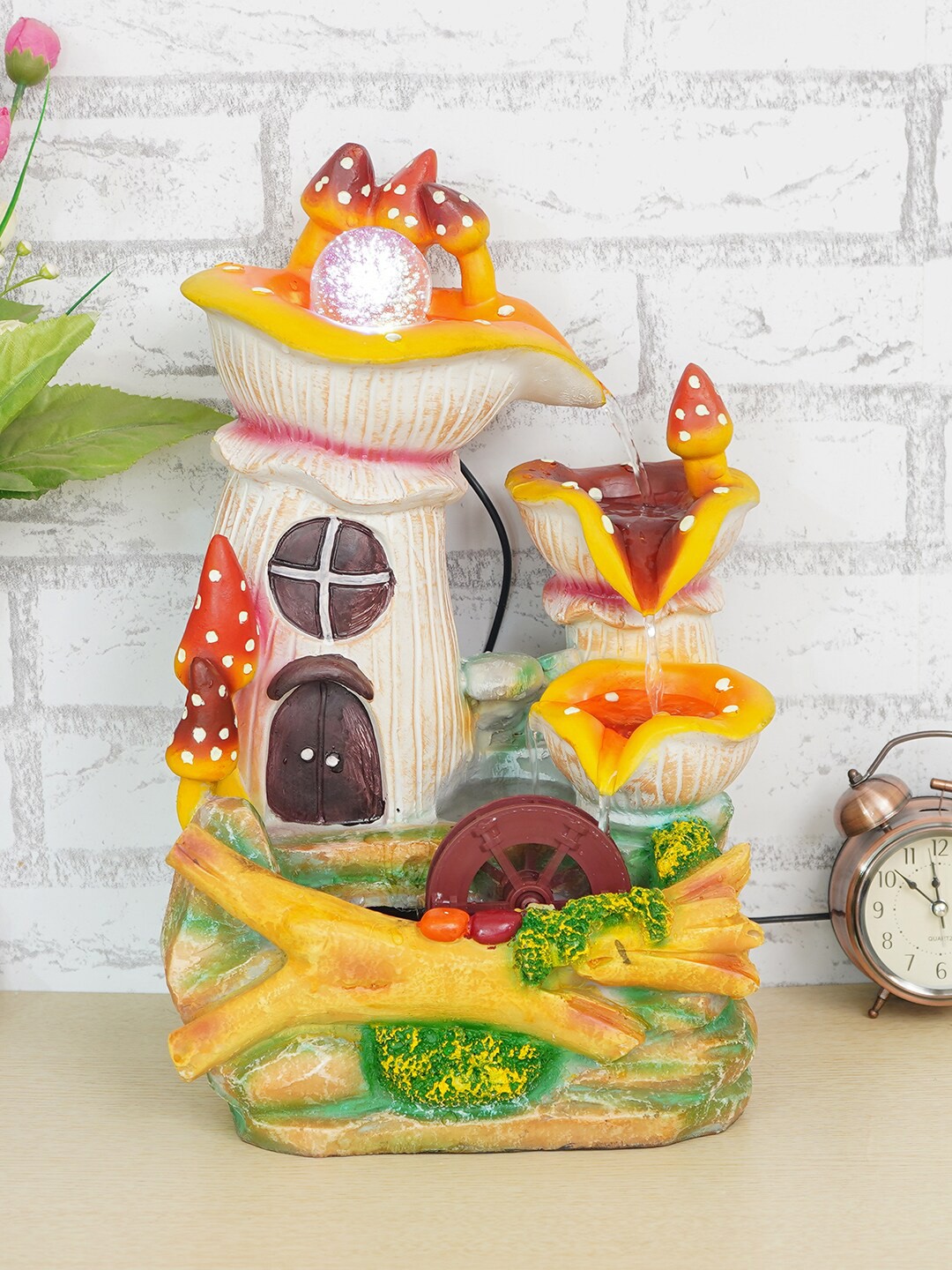 

eCraftIndia Multicolor 3 Steps Mushrooms Garden Water Fountain, Multi