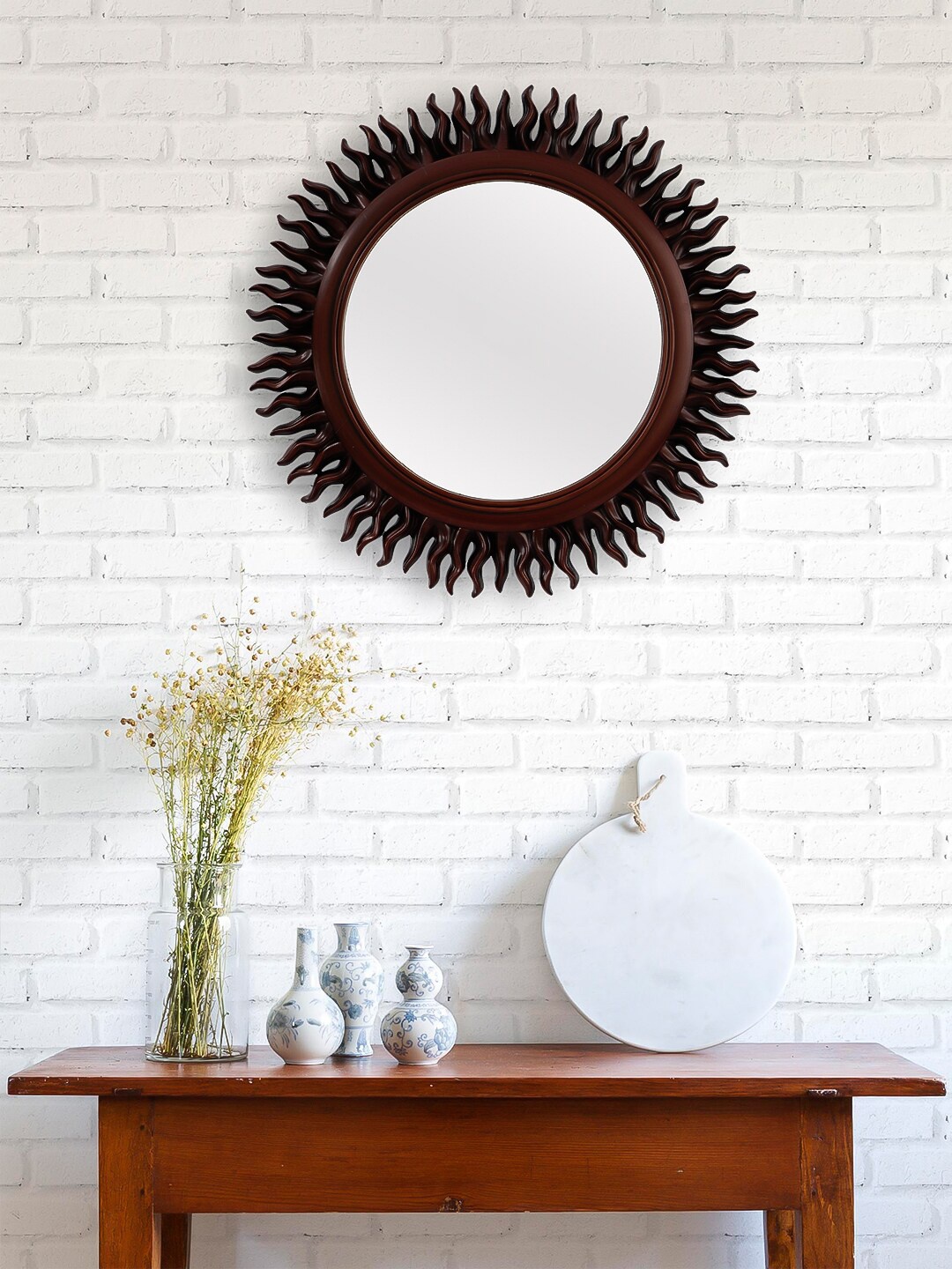 

eCraftIndia Brown Solid Stylish Round Shape Mirror