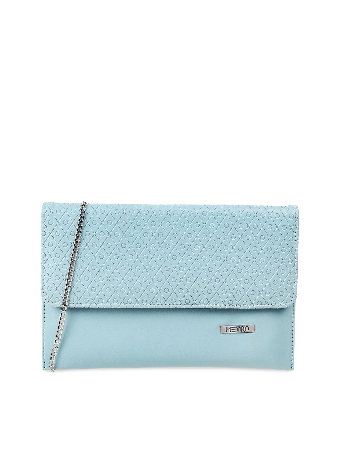 

Metro Blue Textured Envelope Clutch