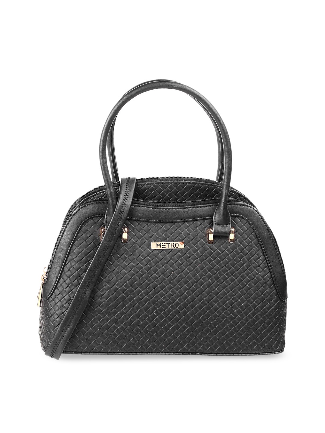 

Metro Women Black PU Structured Handheld Bag