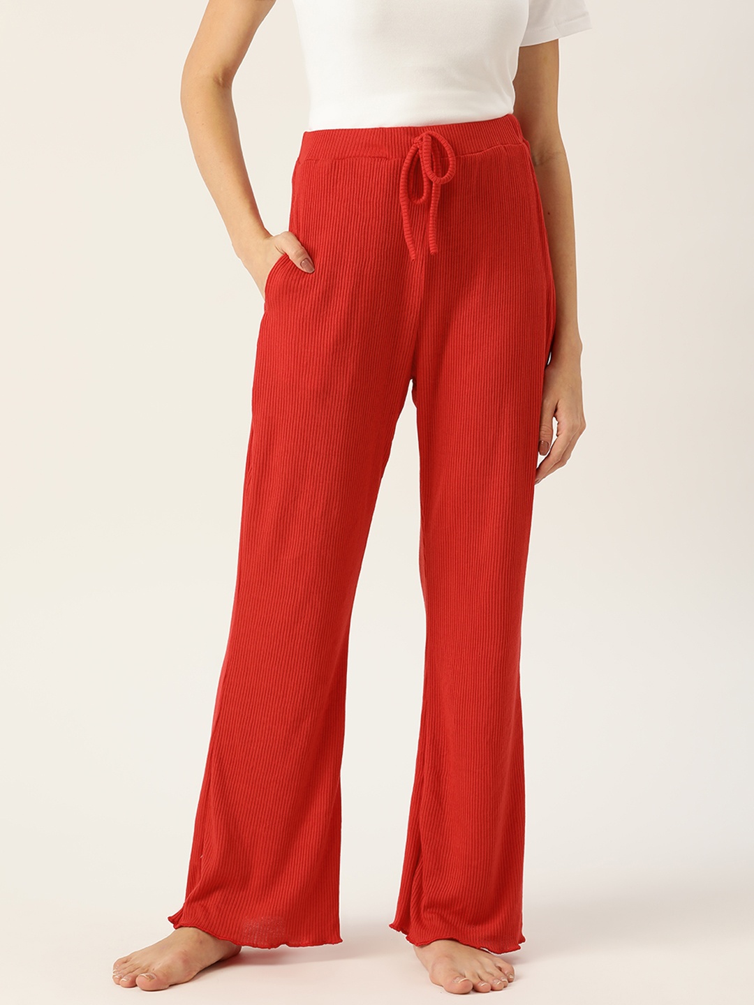 

ETC Women Red Solid Cotton Lounge Pants