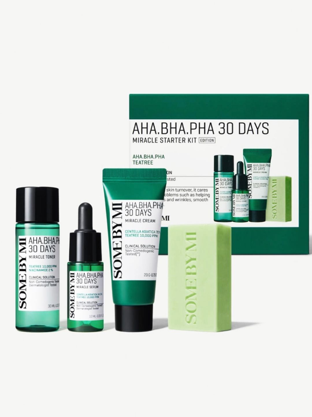 

SOME BY MI AHA BHA PHA 30 Days Miracle Starter Skincare Set 183g, Green