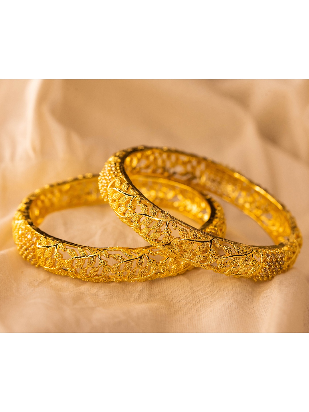 

Nathany Jewels Set Of 2 Gold-Plated White AD Studded Bangles