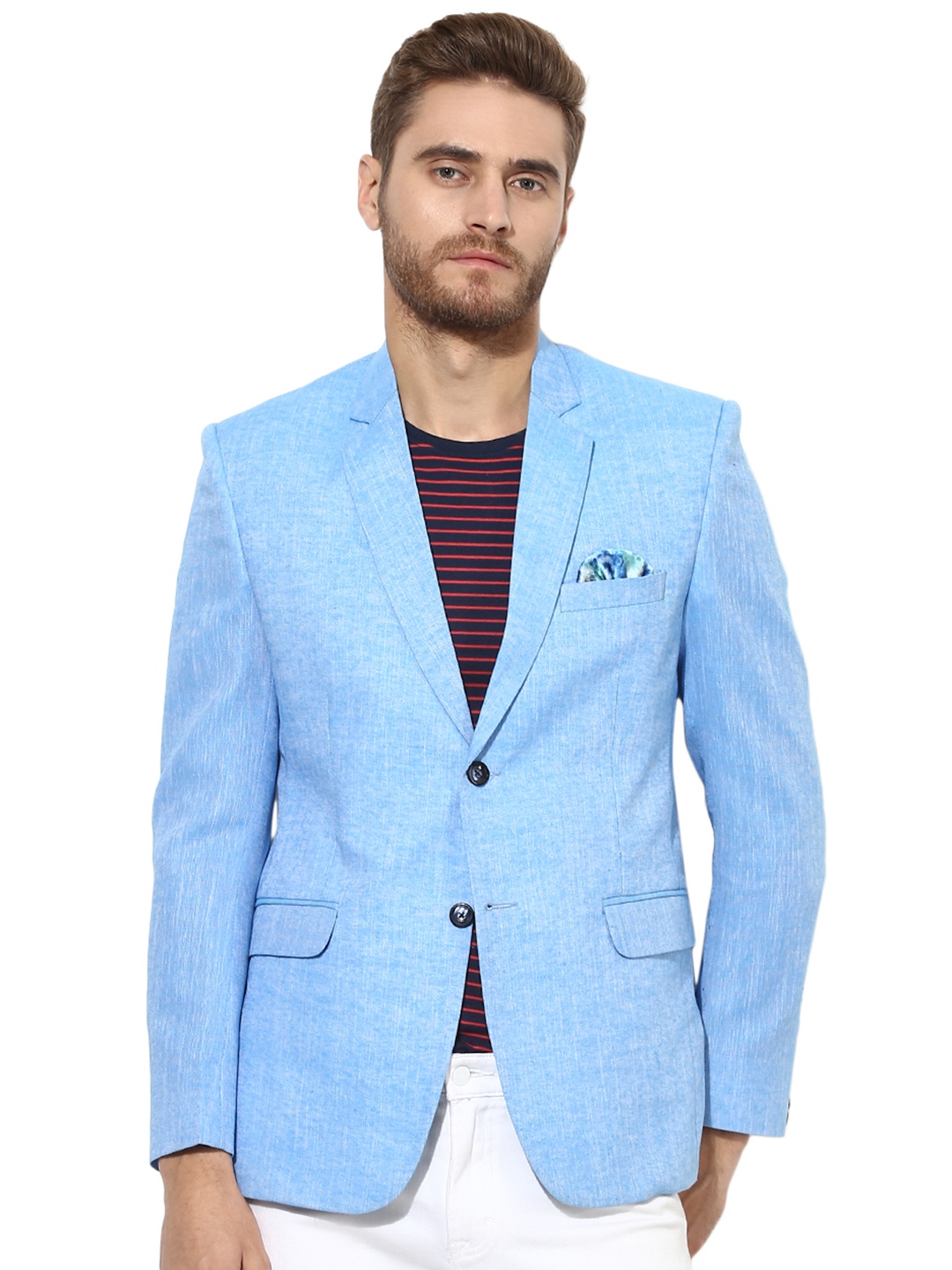 

Hangup Men Blue Solid Single-Breasted Blazer