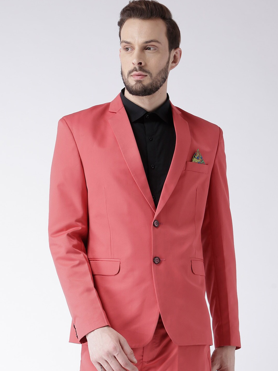 

Hangup Men Rose Solid Single-Breasted Formal Blazer