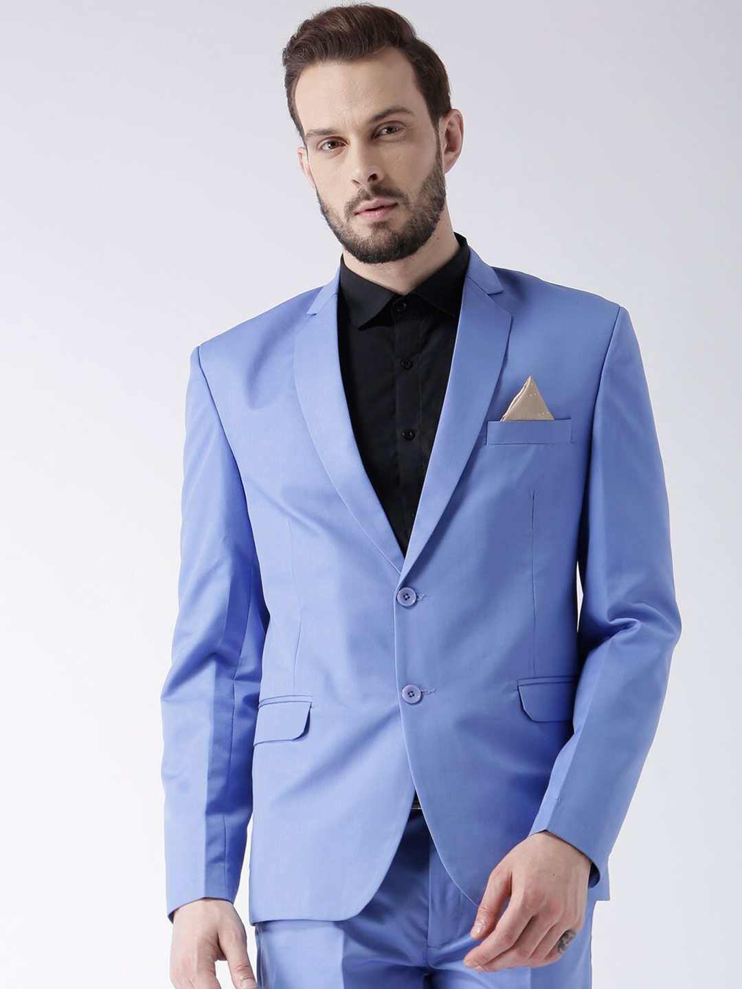 

Hangup Men Blue Solid Single-Breasted Blazer