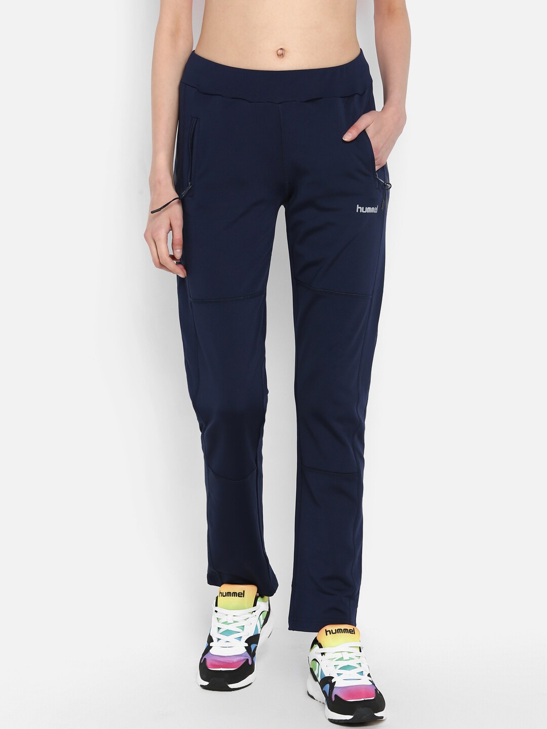 

hummel Women Navy Blue Solid Track Pant