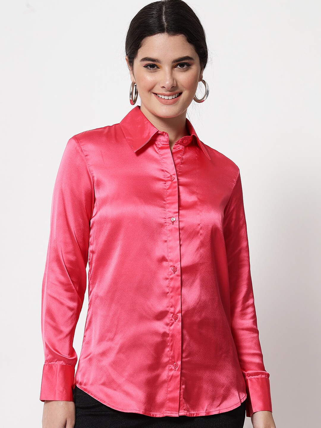 

Orchid Blues Women Fuchsia Comfort Satin Formal Shirt