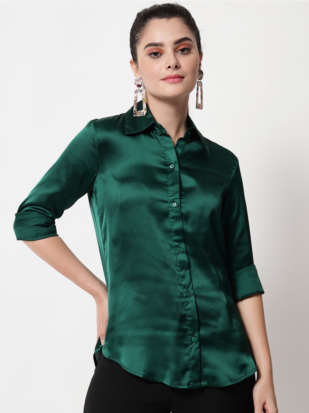 

Orchid Blues Women Green Comfort Formal Shirt