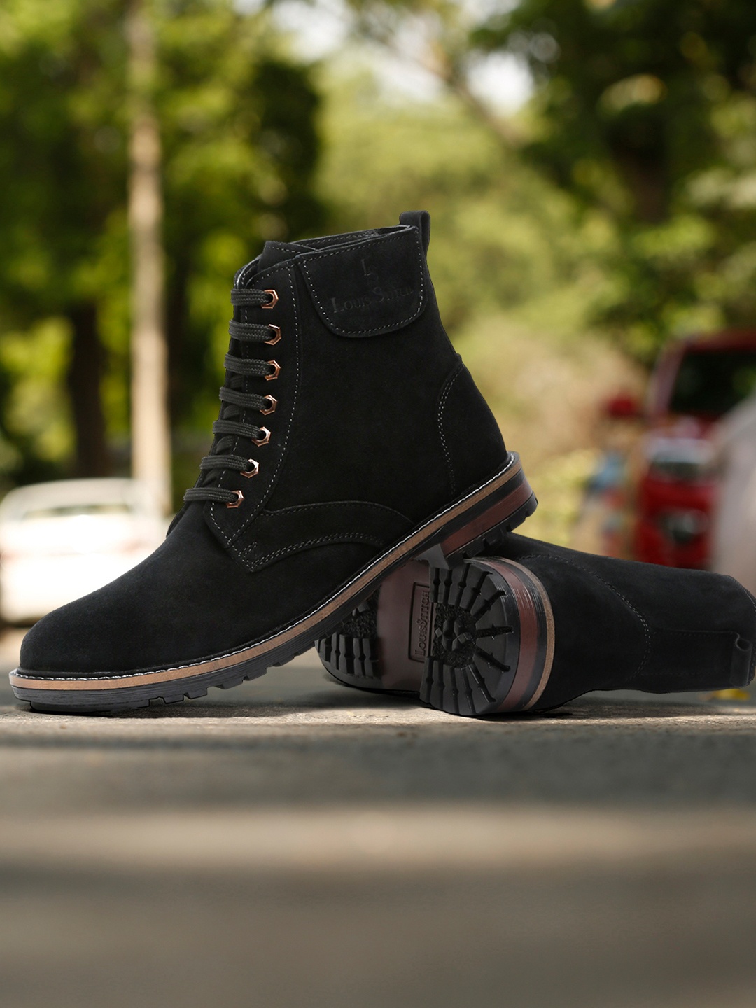 

LOUIS STITCH Men Black Suede Fashion Boots