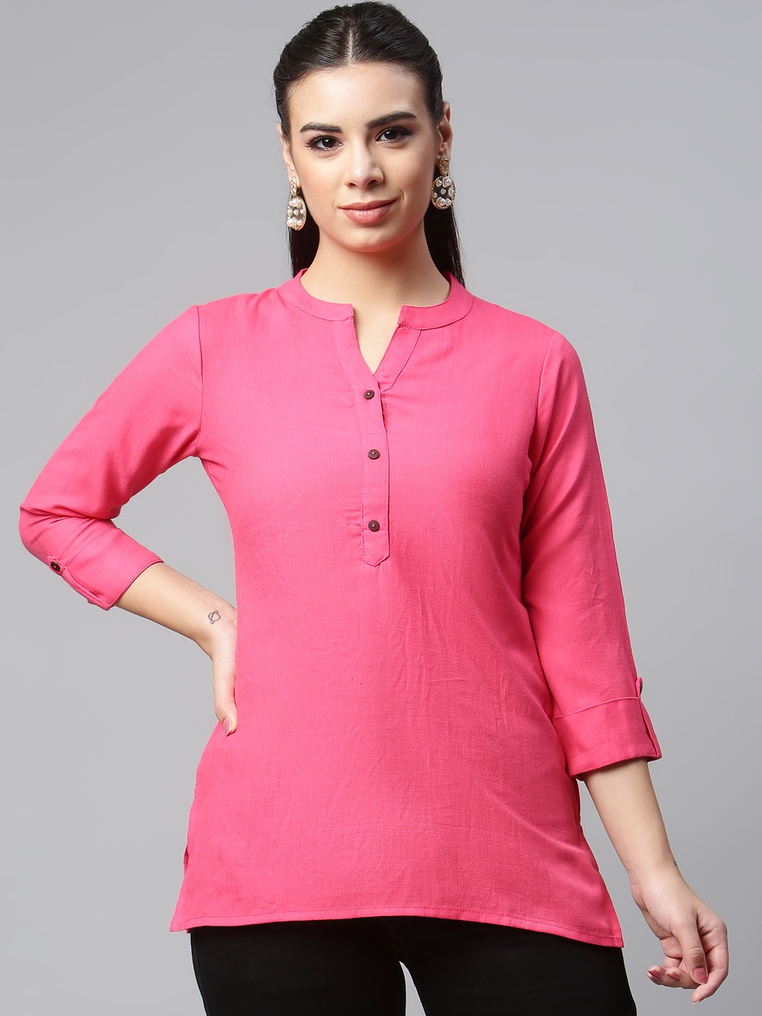 

MALHAAR Pink Pure Cotton Kurti