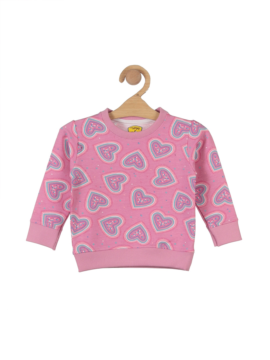 

Lil Lollipop Girls Pink Heart Printed Sweatshirt