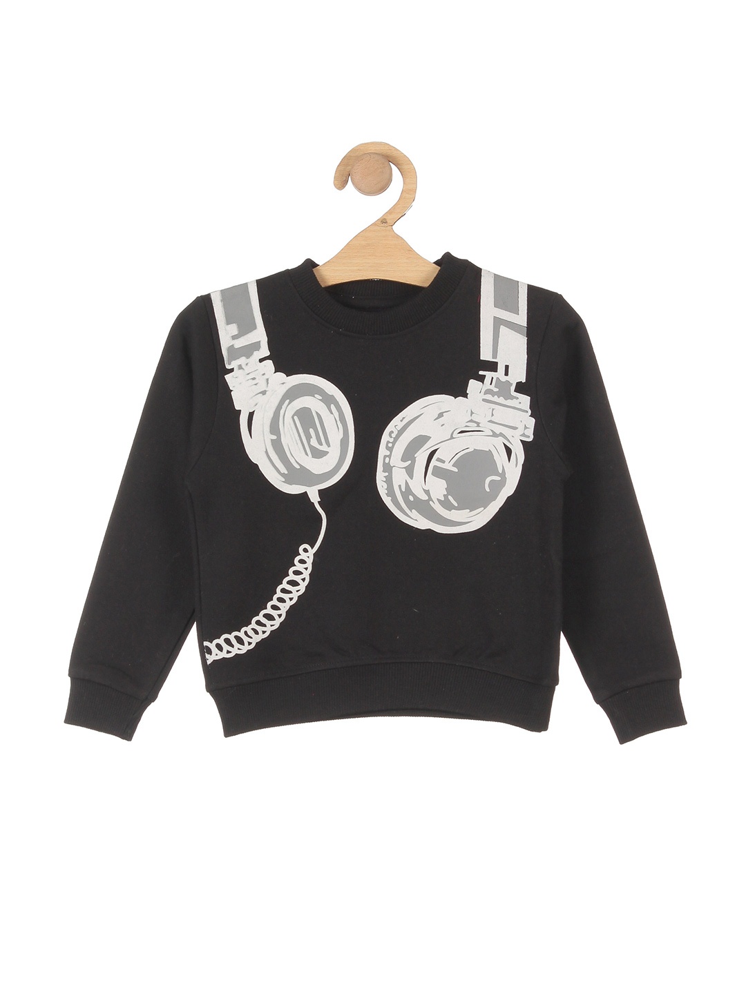 

Lil Lollipop Kids Black Printed Round Neck Sweatshirt