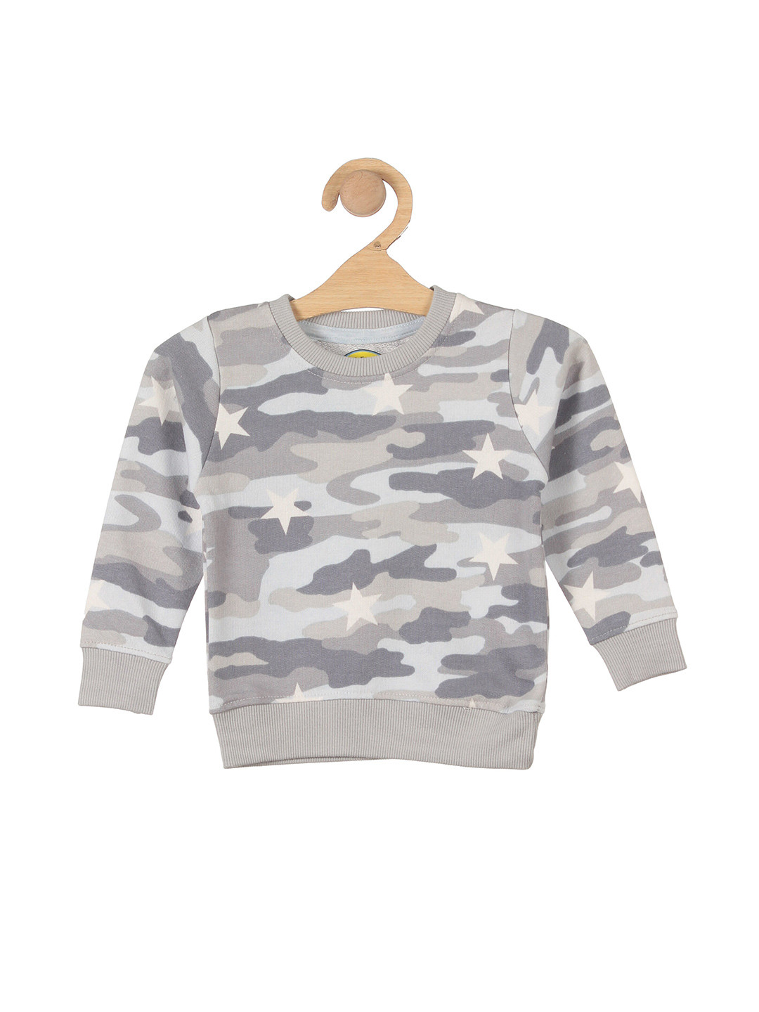 

Lil Lollipop Kids Grey Camouflage Printed Cotton Sweatshirt