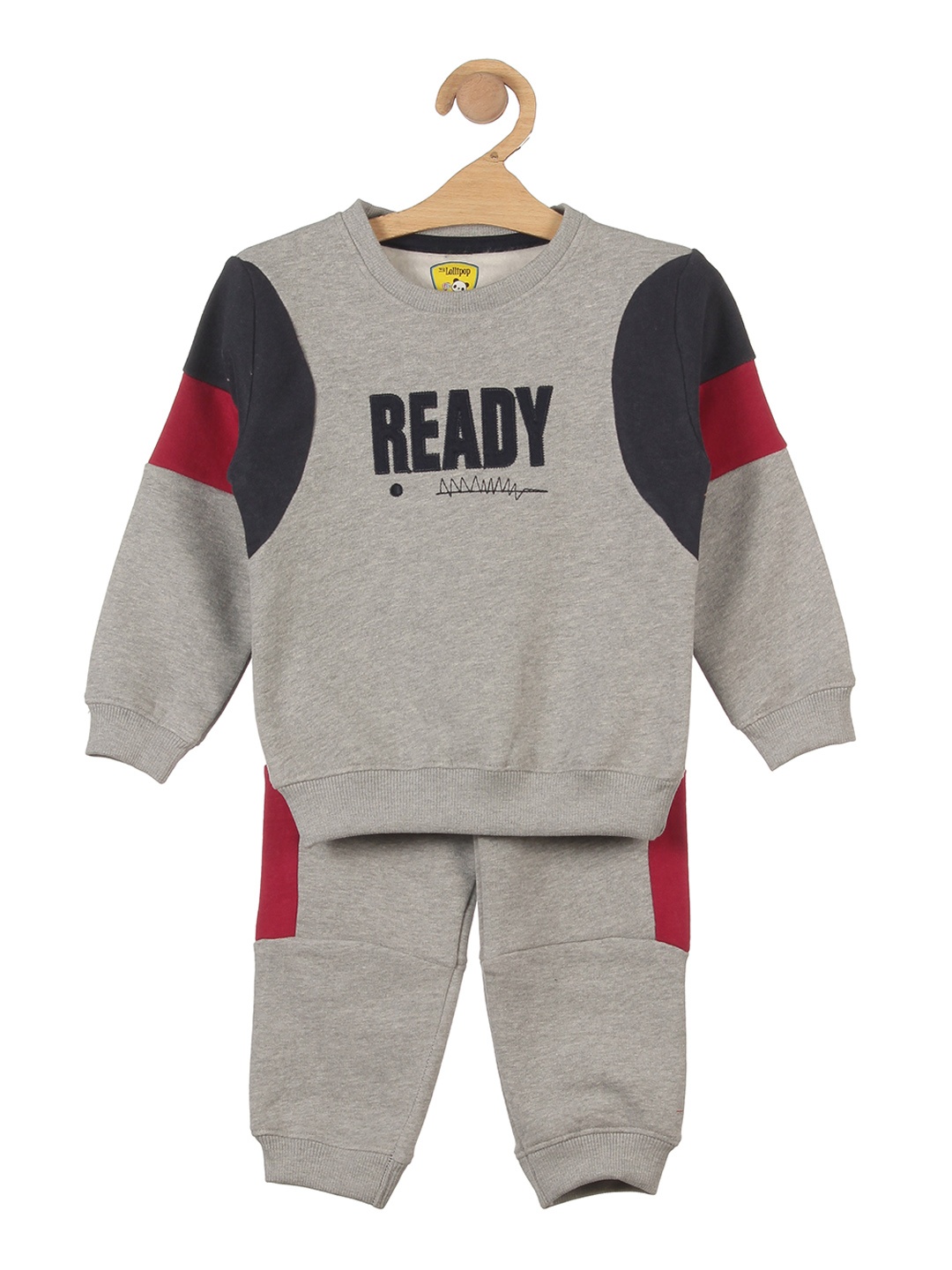 

Lil Lollipop Boys Grey Printed Cotton Tracksuits