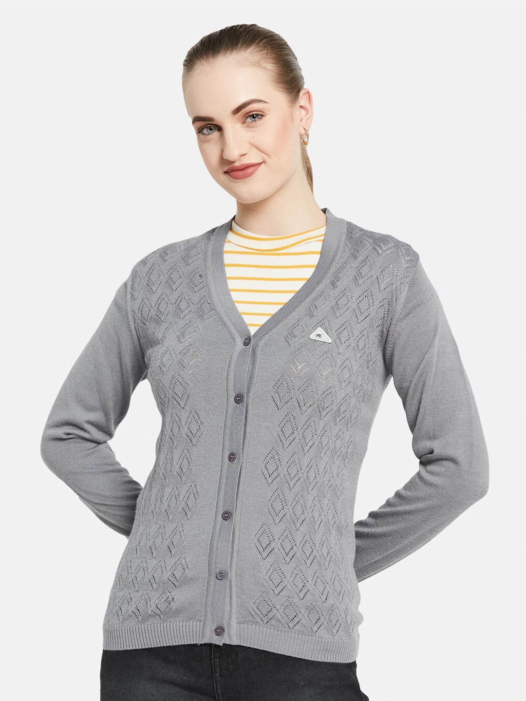 

Monte Carlo Women Grey Self design Cardigan