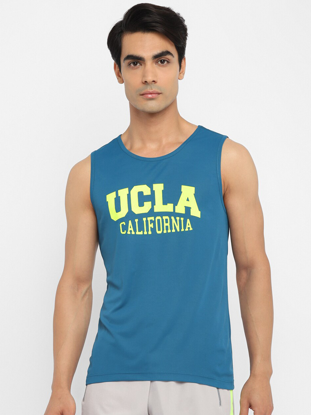 

UCLA Men Blue Typography Printed Antimicrobial T-shirt