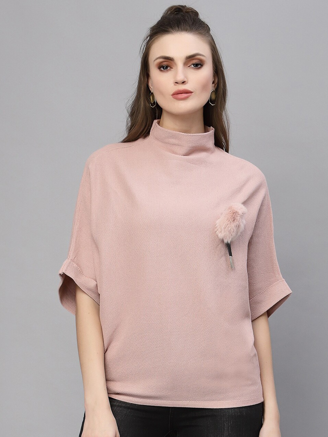 

Mafadeny Women Peach-Coloured Pullover Sweater